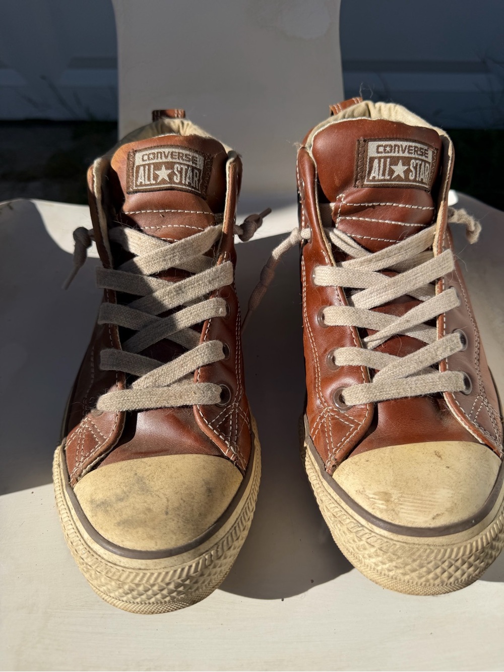 Converse All Star Men's Brown Leather High-Top Sneakers size 7